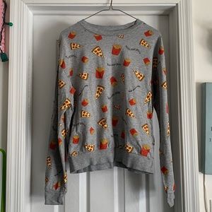 Fries over guys crew- neck sweatshirt
